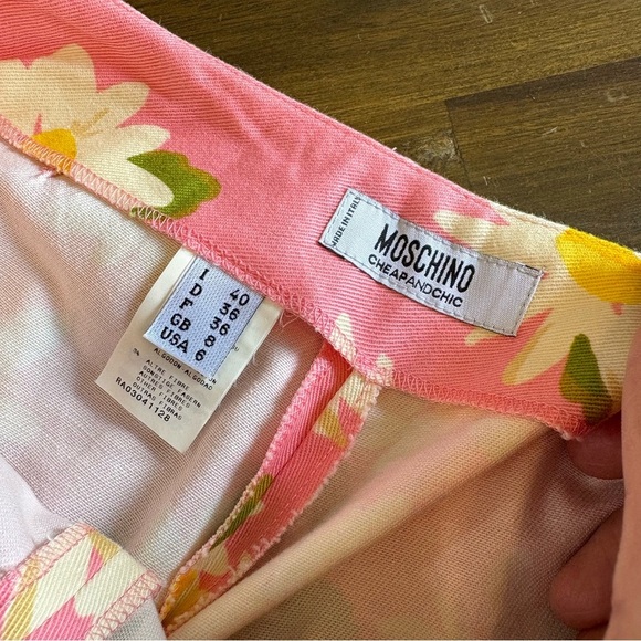 Moschino Cheap And Chic Daisy Floral Print Pants Cropped Festival Hippie Boho - Picture 6 of 12